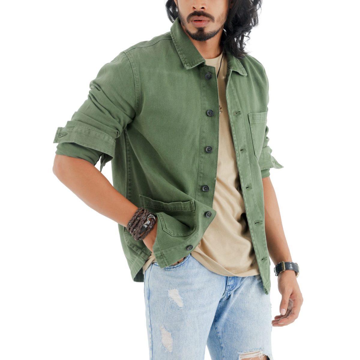 Over Dyed Twill Shirt and Denim 5 Pocket Long Pant