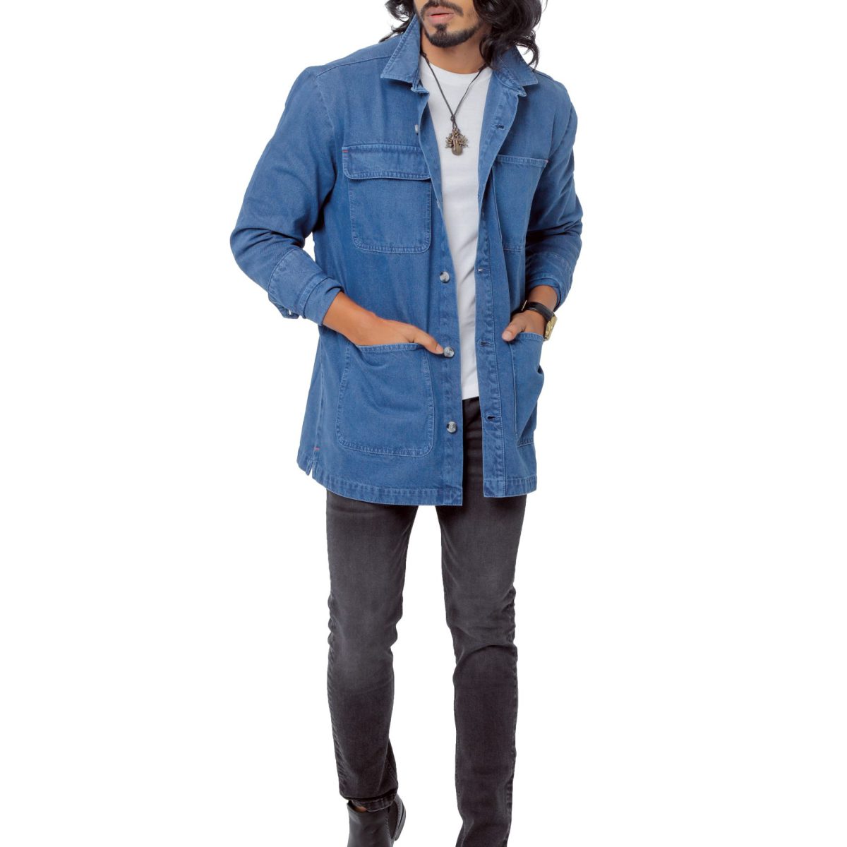 Long Over Dyed Jacket and Denim Long Pant