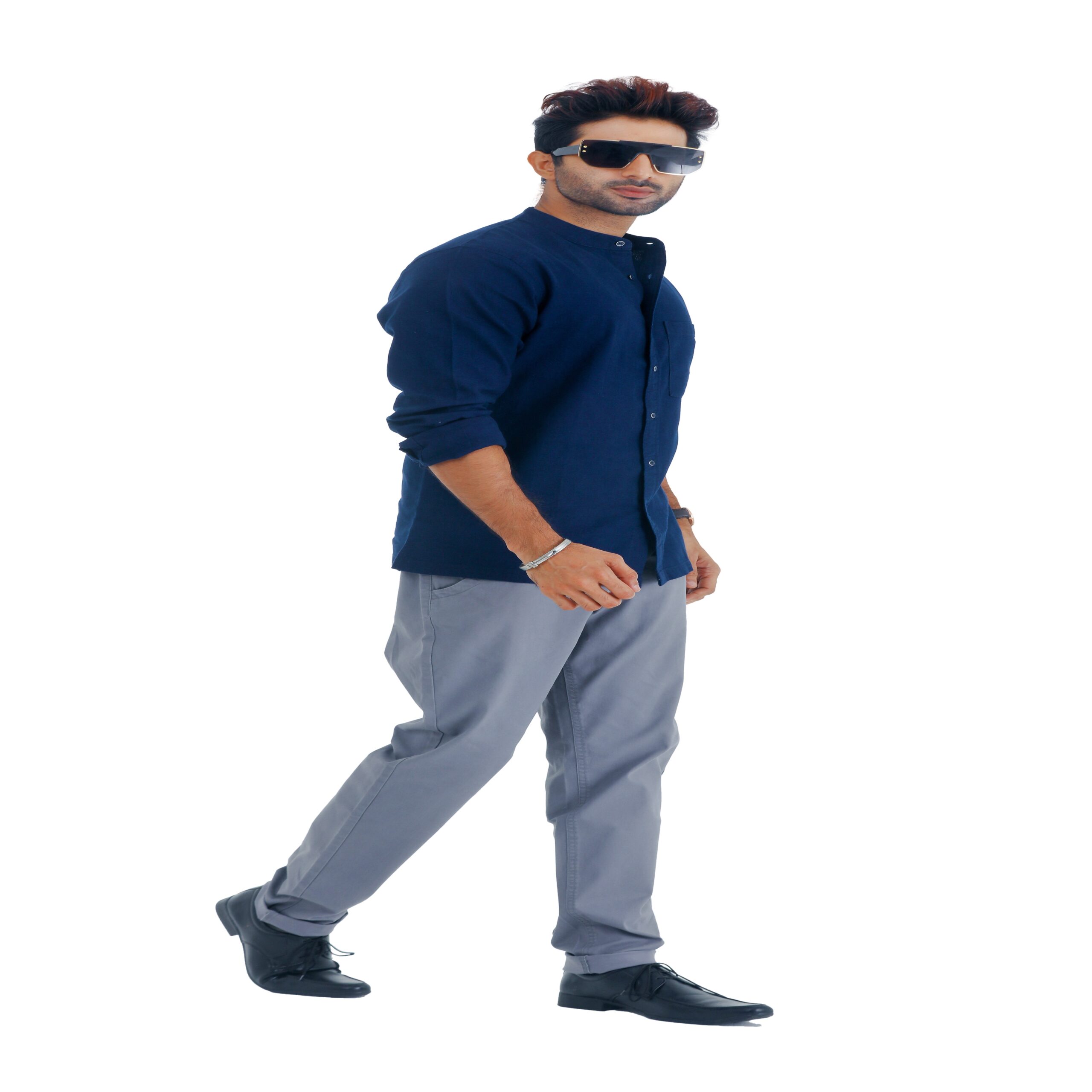 Long Sleeve Band collar shirt and Twill Chino Long Pant