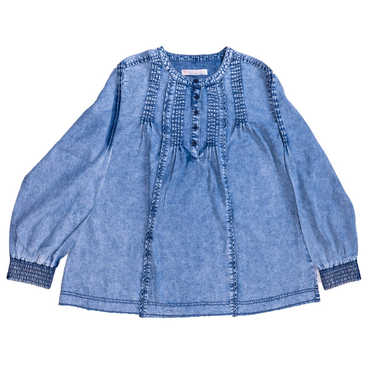 Long sleeve Pleated Denim tops 